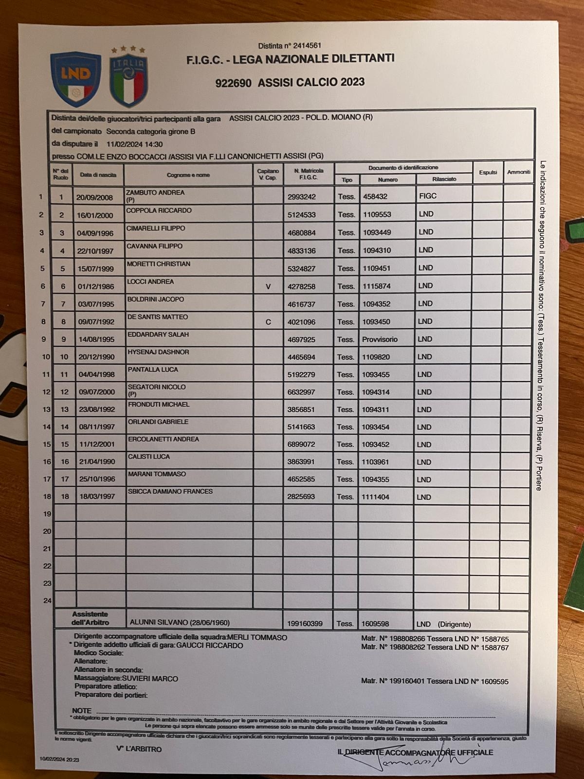 campionato seconda categoria girone d